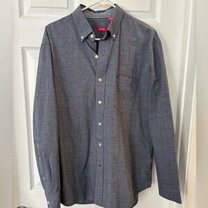 Izod Men's Polo Blue With Gingham‎ Size L